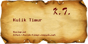 Kulik Timur névjegykártya